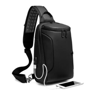 Mochila Cruzada Negra USB y Impermeable