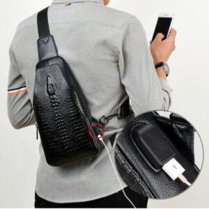 Bolsa de Pecho para Hombre con USB Cocodrilo