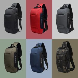 Mochila Cruzada Antirrobo Impermeable para Hombres con Puerto USB