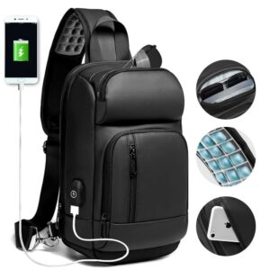 Mochila Cruzada Impermeable USB