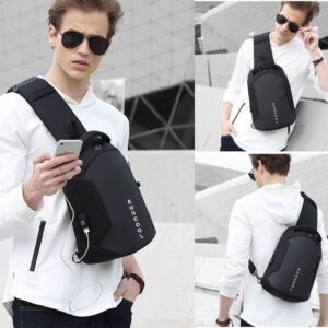 Mochilas Cruzadas para Hombre Impermeable USB