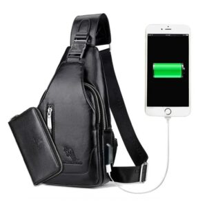 Bolsa de Pecho para Hombre Impermeable con Puerto USB y Cartera